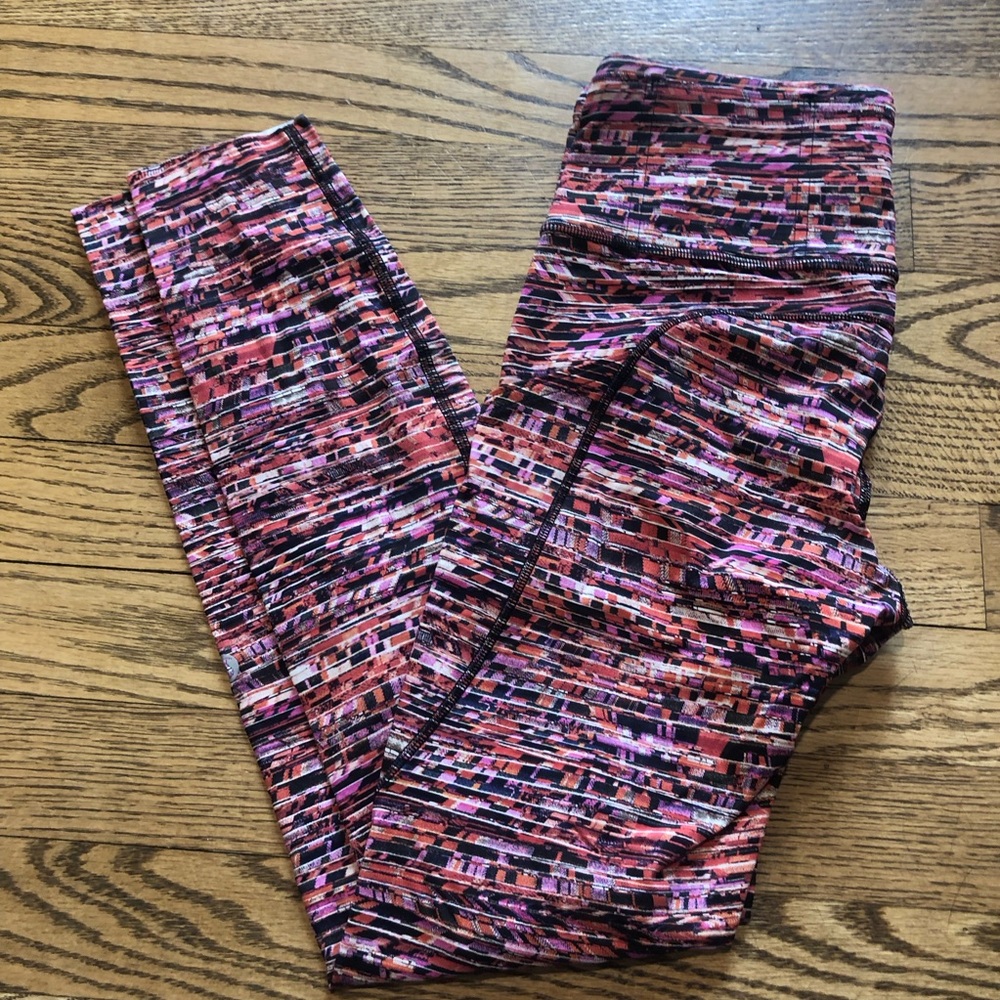 Lululemon Fast and Free Legging Tight II Nulux 25” Flash Pleat Orange Multi